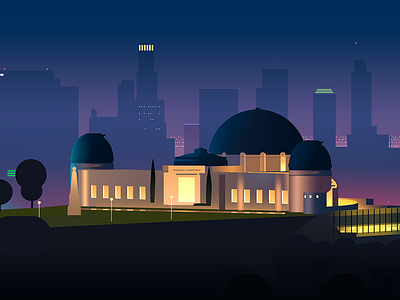 Los angeles city futur illustration la light losangeles neon observatory retro trystram