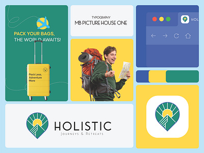 Holistic Jr -Travel logo 3d branding graphic design location logo minimal mountain sun travel logo