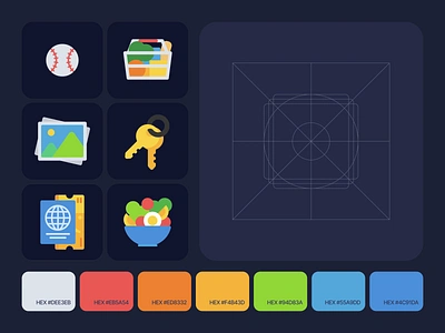 Icon Guideline animation base collection color colorful fun grid guide guideline icon pallet playful structure