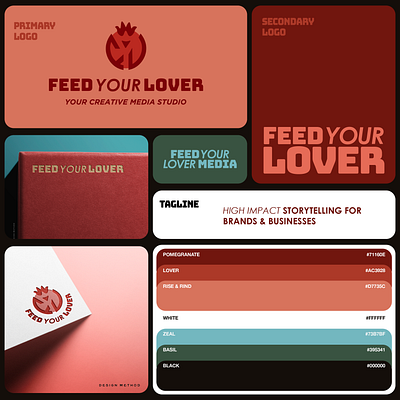 Feed Your Lover Branding - Snapshot bold branding branding design branding suite burgundy red feed lover feed your lover lover logo media studio design pomegranate pomegranate logo