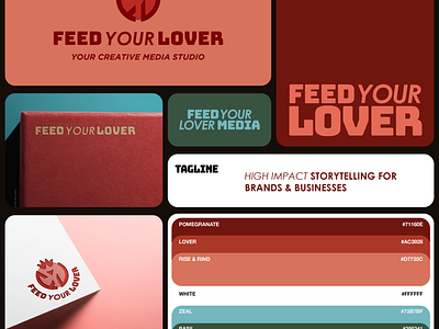 Feed Your Lover Branding - Snapshot bold branding branding design branding suite burgundy red feed lover feed your lover lover logo media studio design pomegranate pomegranate logo