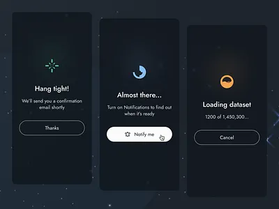 UI Mobile App Loading Screens android app branding dark dark mode design empty state illustration inspo ios iphone loader loading loading screen mobile modal popup ui ux