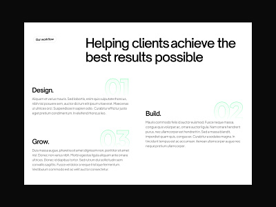 Workflow section for a full-service agency branding design graphic design logo typography ui ux