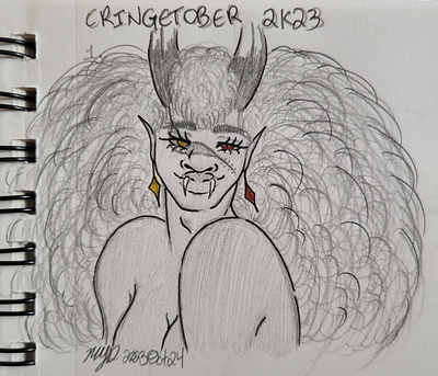 Cringetober 2023 Prompt 1: Heterochromia character illustration traditional illustration