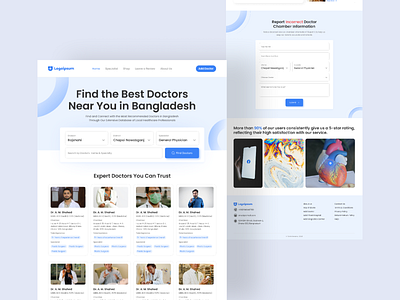 Healthcare Professional Finder UI UX Design clean health care health care web design health tech health tech startup landing page design medical website startup ui ui design