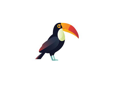 Toucan Logo animal bird branding colorful colors cute design gradient holiday icon identity illustration logo mark nature premium symbol toucan travel vector