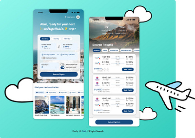 Daily UI Challenge #068 - Flight Search airline booking booking app daily ui 68 daily ui challenge flight flight search itinerary travel vacation