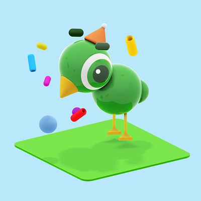 Green Bird 3d graphic design illustration