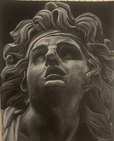 Study of “Four Captives” by Martin Desjardins (white charcoal)