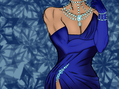 Kaeya in a Blue Dress character illustration digital illustration fanart procreate