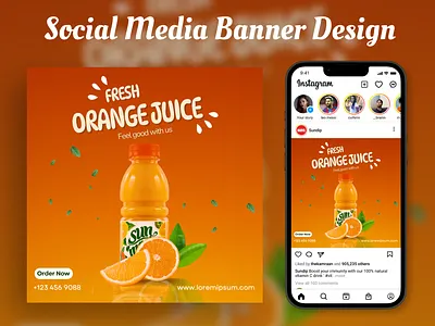 Orange juice Social media banner design ads design banner branding canva designer figma graphic design instagram instagram post marketing seo social media ui ui ux designer ux