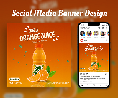 Orange juice Social media banner design ads design banner branding canva designer figma graphic design instagram instagram post marketing seo social media ui ui ux designer ux