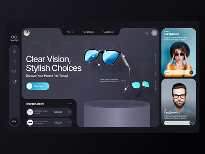 Eyewear Ecommerce Header ✦ ClearSight eyewear eyewear header eyewear landing page eyewear ui eyewear ux sunglass sunglass landing page