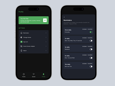 Muslim quote app - Profile (Dark mode) 3d animation branding graphic design logo motion graphics ui