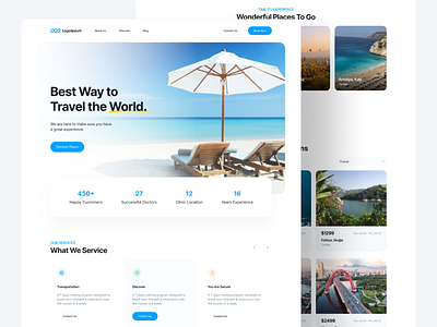 Travel Web UI home modern travel vacation