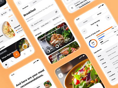 sandow UI Kit: AI Fitness & Diet App | Nutrition Meal Management ai diet app ai fitness app ai fitness companion ai nutrition app bold clean diet app figma ui kit fitness app fitness ui kit meal app meal management app modern nutrition app orange recipe app recipe ui virtual coach virtual coach app virtual fitness coach