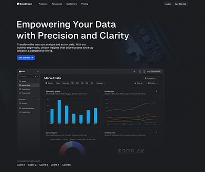 🚧 DataStream | Web Design and Framer Template app button clarity dark data landing light motherboard product design template trendy