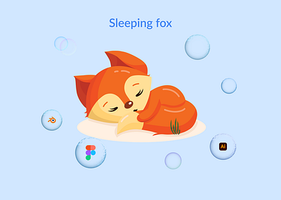 My sleeping fox graphic design il illustration