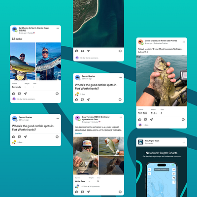 Catch Highlights: Focused & Dynamic Social Cards app design catch details creative process design inspiration dribbble dribble shots dynamic text fishing fishing app mobile app outdoor app post details product design social ui uidesign ux uxdesign