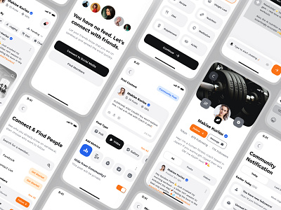 sandow UI Kit: AI Fitness & Diet App | Fitness Community UIUX ai fitness app ai fitness coach ai fitness companion bold clean comment ui community forum ui community post ui community ui fitness community fitness ui kit forum ui minimal modern orange post ui virtual fitness app virtual fitness coach virtual fitness trainer virtual fitness ui