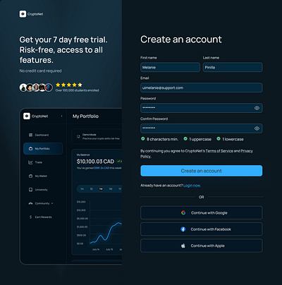 Sign up Form | Daily UI #18 account app appdesign blue branding community crypto cryptocurrency currency dailyui design figma illustration ios learning learningplatform logo signup ui ux