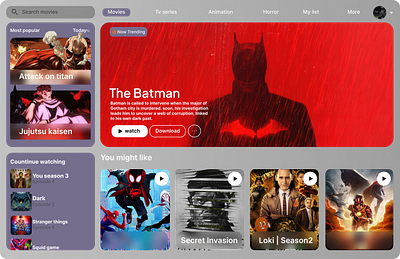 Movie Streaming Platform UI Design desktop interface movieui ui webdesign