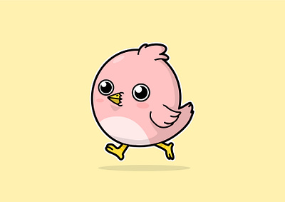 Pink Little Bird bird cartoon character character design cute illustration little pink vector