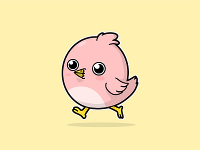 Pink Little Bird bird cartoon character character design cute illustration little pink vector