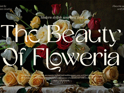 Floweria - The Beauty Sans Serif Font animation branding design display font font font design fonts graphic design illustration logo motion graphics retro font sans serif type design typography typography fonts ui ux vector vintage font