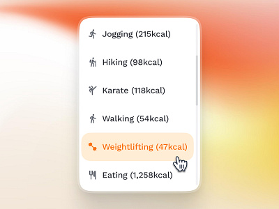 sandow UI Kit: AI Fitness & Diet App | Dropdown Input UIUX ai fitness app ai fitness chatbot ai fitness companion bold clean drop down drop down ui dropdown dropdown input dropdown input ui dropdown selection dropdown ui figma ui kit fitness coach fitness ui kit minimal modern orange virtual fitness virtual fitness coach