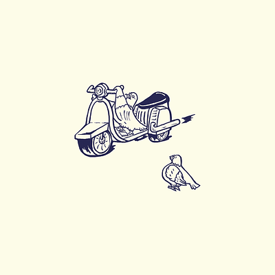 Pigeon on Scooter graphic design illustration logo