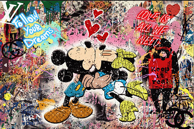 Mickey Love sign Canvas Wall Art canvas design canvas wall art graffiti love art love graffiti mickey minne love art pop art wall paitning wallpaper