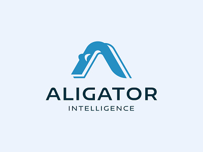 Alligator Intelligence Logo a letter logo alligator ecosystem fun green iintellegence modern yellow