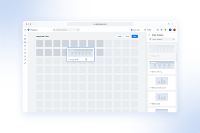 Drag & Drop Dashboard Creator admin panel customize dashboard dashboard builder dashboard creator design drag drop internal web app logistics product design saas ui ux