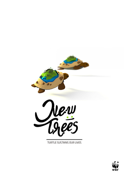 WWF - Social campaign blender earth environtment graphic design illustration low poly ocean poster design social campaign turtle typography wwf