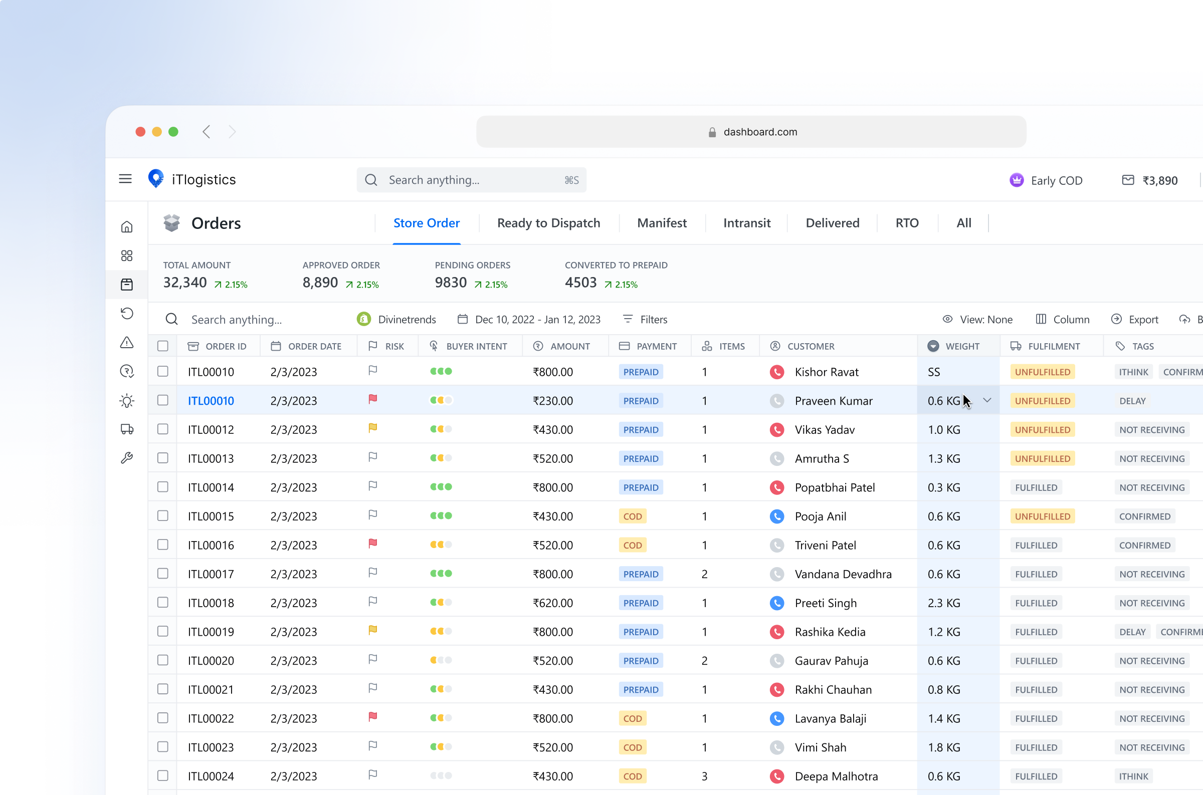 Orders | Logistic Dashboard admin panel dashboard design internal web app logistics logistics dashboard orders listing product design saas table ui ui