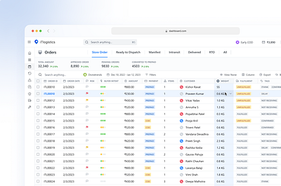 Orders | Logistic Dashboard admin panel dashboard design internal web app logistics logistics dashboard orders listing product design saas table ui ui