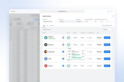 Side Popup UI admin panel courier dashboard dashboard design internal web app logistics popup ui product design saas side popup ui