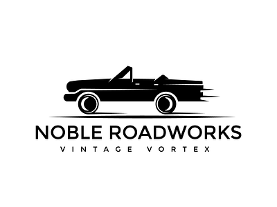 VINTAGE VORTEX NOBLE ROADWORKS Logo branding car logo design graphic design illustration logo vintage car logo