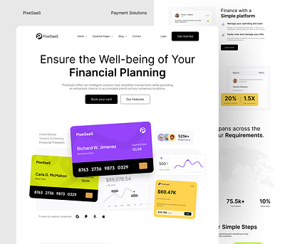 PixeSaaS - Finance Landing Page💸 bank bank card banking web business credit card debit digital banking finance finance app finance web financial fintech homepage landing page mobile banking money popular web design website website design