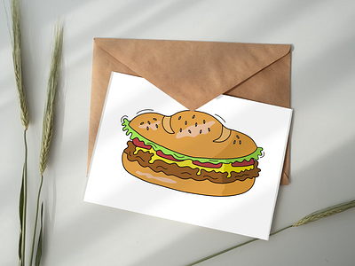 Cartoon Sandwich with Lettuce and Sauce burger burgers digital art digital drawing food foods graphic design illustration sandwich vector vector art vector illustration