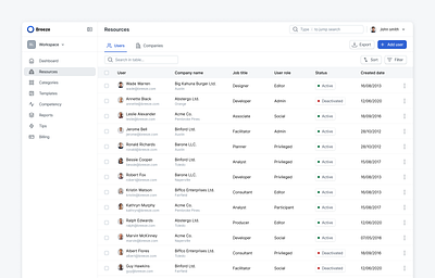 Table component - SaaS application adminpanel design filter interfacedesign minimaldesign modernui multiselect product design saas search sort table uidesign uiux ux webappdesign