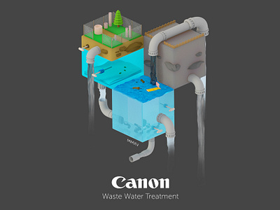 Waste ink - Social campaign 3d blender canon graphic design isometric low poly poster design printing typography waste ink water