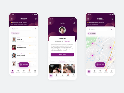 INEEDA - Service Providers Mobile App map app mobile app service provider ui ux