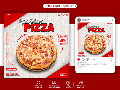 Delicious Pizza Social Media Banner Template Design ads ads template branding graphic design pizza pizza ads social media post