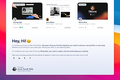 Wall of Portfolios - Footer section design footer portfolio design ui wall of portfolios website design website footer
