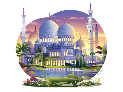 Best place city dubai garden illustration islam jardin light masjid mosque mosquee peace