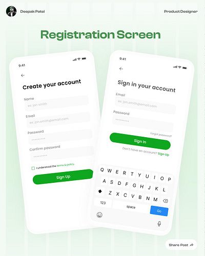 Registration App UI ui ux visualdesign