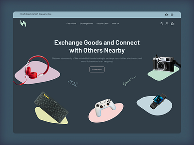 Goods Exchange landing page Dark Mode Web Design UI UX blue daily daily ui dark design ecommerce framer goods exchange hero section landing page landing page design product design responsive design shopify ui ui ux ui ux design web design webflow website design