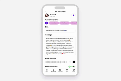 Stalgia — Creating a Time Capsule accessibility add section animation app application blog branding builder clean cms design forms ios layout music spotify time capsule